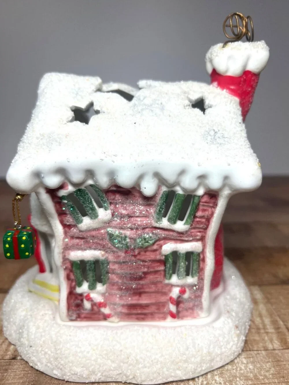 Sears Whole Home Holiday Handpainted Christmas Tealight Candle Holder Snowy Hous